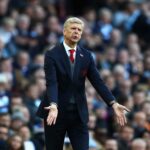 Arsene Wenger, Manager of Arsenal reacts during the Premier League match between Manchester City and Arsenal at Etihad Stadium on November 5, 2017 ...