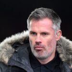 Sky Sports Presenter, Jamie Carragher looks on during the Premier League match between Nottingham Forest and Newcastle United at City Ground on Mar...