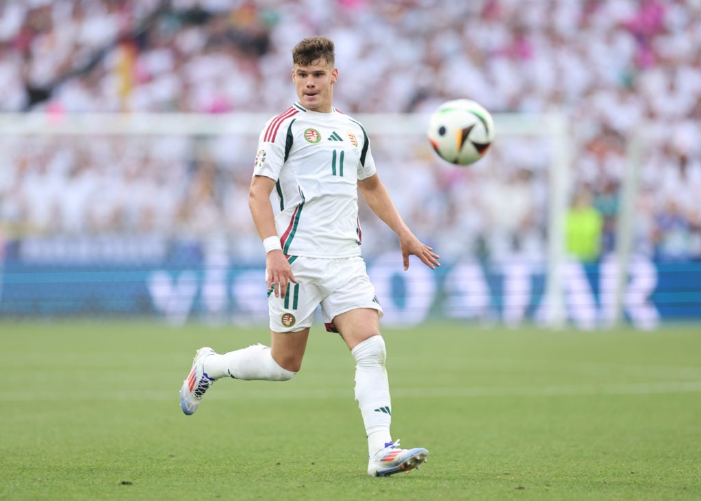 Milos Kerkez of Hungary  during the UEFA EURO 2024 group stage match between Germany and Hungary at Stuttgart Arena on June 19, 2024 in Stuttgart, ...