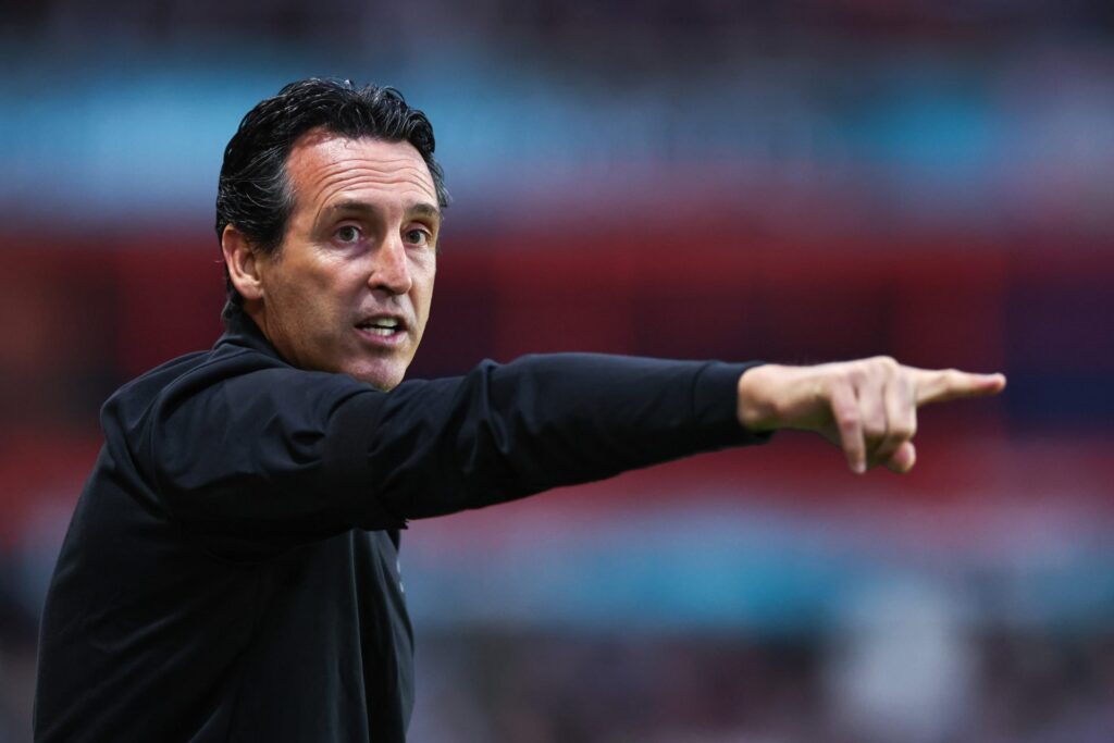 Unai Emery the head coach / manager of Aston Villa points during the Pre Season Friendly between Aston Villa and Athletic Club at Poundland Bescot ...