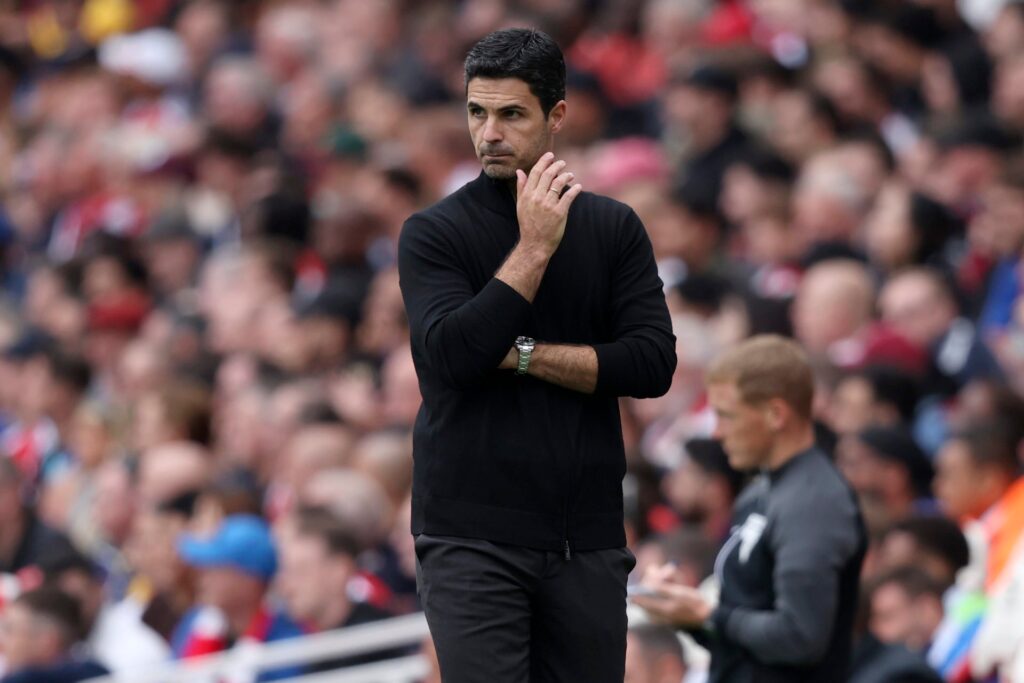 Mikel Arteta, Manager of Arsenal on the side line during the Premier League match between Arsenal FC and Brighton & Hove Albion FC at Emirates ...