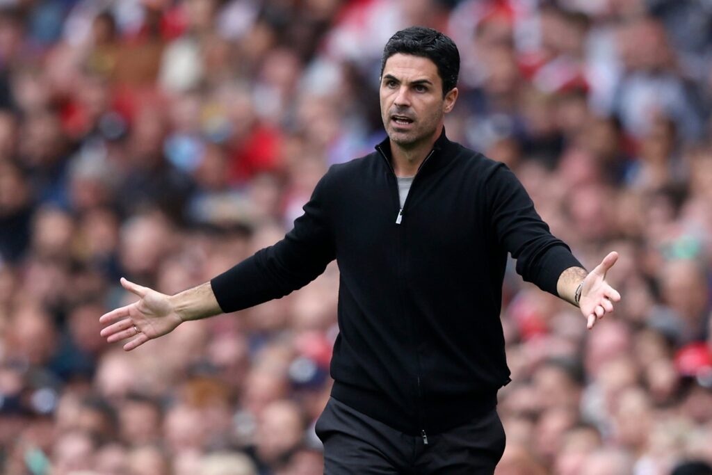 Mikel Arteta, Manager of Arsenal on the side line during the Premier League match between Arsenal FC and Brighton & Hove Albion FC at Emirates ...