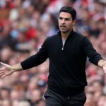 Mikel Arteta, Manager of Arsenal on the side line during the Premier League match between Arsenal FC and Brighton & Hove Albion FC at Emirates ...