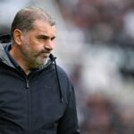 Tottenham Hotspur manager Ange Postecoglou looks on from the sidelines during the Premier League match between Newcastle United FC and Tottenham Ho...