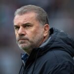 Tottenham Hotspur manager Ange Postecoglou during the Premier League match between Newcastle United FC and Tottenham Hotspur FC at St James' Park o...