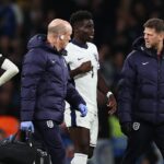 01j9x9v4rxj7rbaah1ez Arsenal dealt Bukayo Saka injury blow during England's Nations League defeat