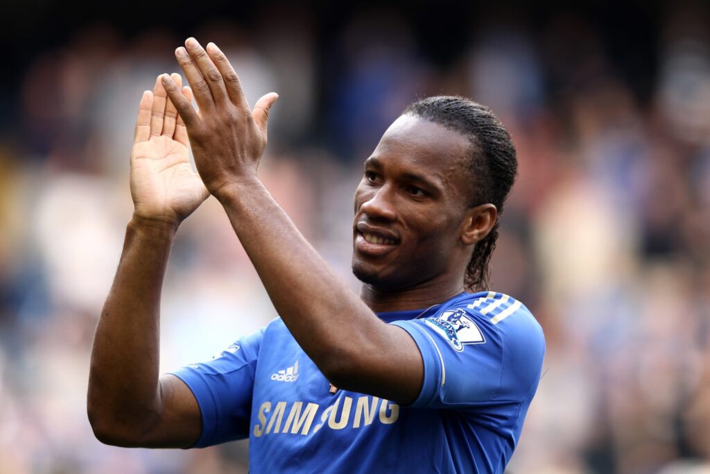 Didier Drogba of Chelsea applauds the fans during the Barclays Premier League match between Chelsea and Blackburn Rovers at Stamford Bridge on May ...