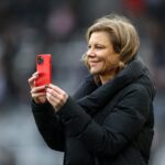 Amanda Staveley, Co-Owner of Newcastle United looks on prior to the FA Women's National League Cup match between Newcastle United and Portsmouth at...