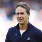 Julen Lopetegui, Manager of West Ham United, looks on during the Premier League match between Fulham FC and West Ham United FC at Craven Cottage on...