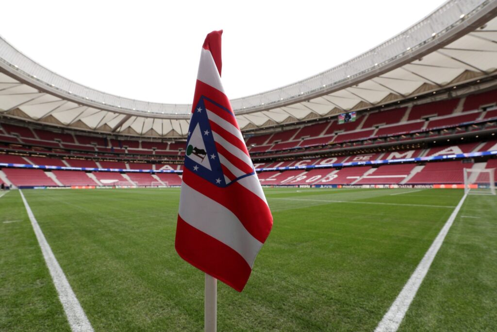 General view of Estadio Civitas Metropolitano from the corner flag before the UEFA Champions League 2024/25 League Phase MD1 match between Atletico...