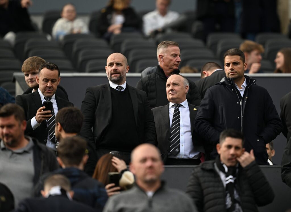 Newcastle board members (L-R) Newcastle United Performance Director James Bunce, Newcastle United Sporting Director Paul Mitchell, Newcastle United...