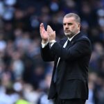 Ange Postecoglou of Tottenham Hotspur FC applauds fans during the Premier League match between Tottenham Hotspur FC and West Ham United FC at Totte...