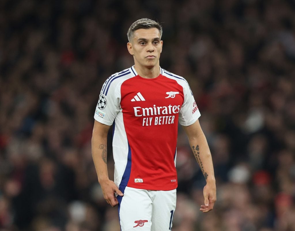 Leandro Trossard of Arsenal looks on during the UEFA Champions League 2024/25 League Phase MD3 match between Arsenal FC and FC Shakhtar Donetsk at ...