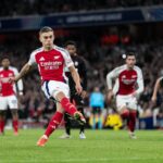 Leandro Trossard of Arsenal takes a penalty which he misses during the UEFA Champions League 2024/25 League Phase MD3 match between Arsenal FC and ...