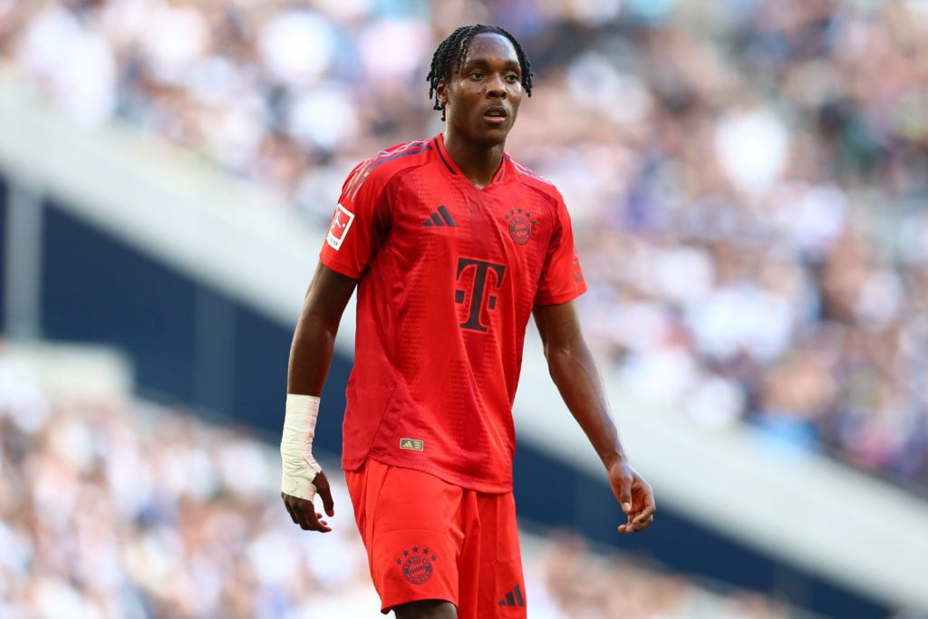 Mathys Tel of Bayern Muenchen during the Pre-Season Friendly match between Tottenham Hotspur and FC Bayern Muenchen at Tottenham Hotspur Stadium on...