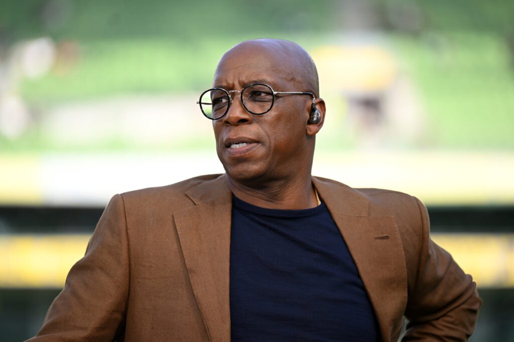 ITV pundit, Ian Wright looks on prior to the UEFA Nations League 2024/25 League B Group B2 match between Republic of Ireland and England at Aviva S...