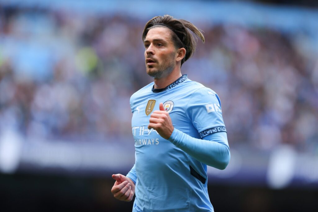 Jack Grealish of Manchester City during the Premier League match between Manchester City FC and Brentford FC at Etihad Stadium on September 14, 202...