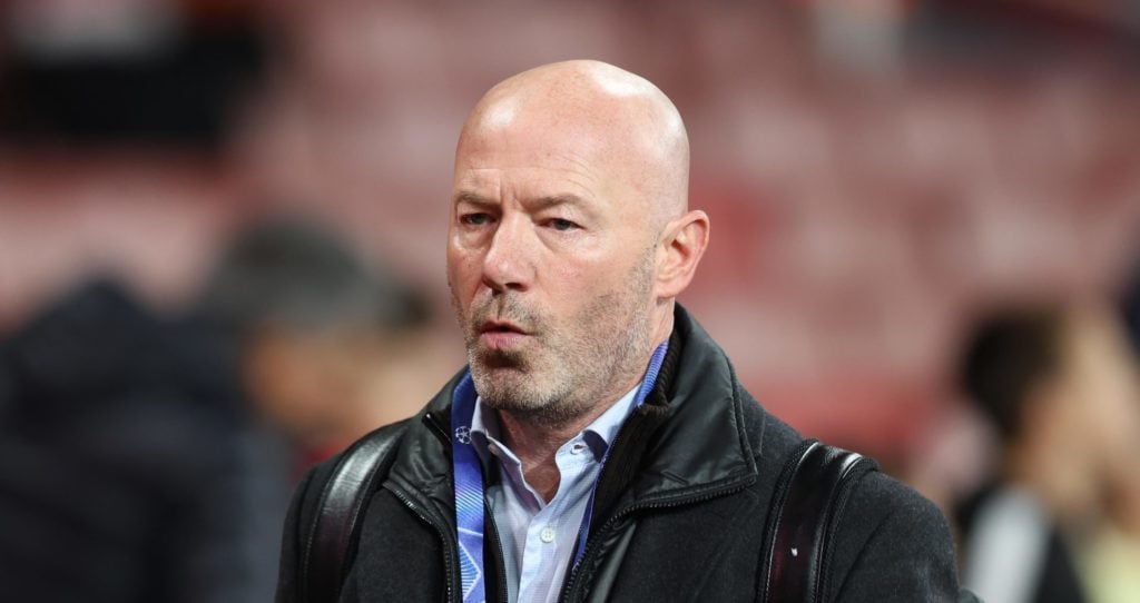 Alan Shearer TV presenter & former footballer looks on during the UEFA Champions League 2024/25 League Phase MD3 match between Arsenal FC and F...