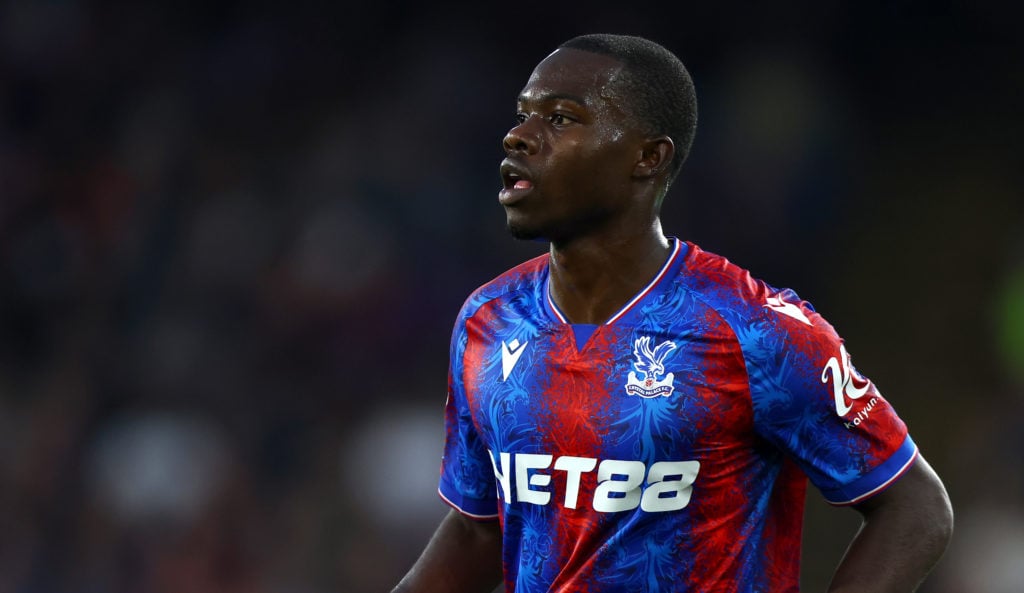 Tyrick Mitchell of Crystal Palace looks on during the Premier League match between Crystal Palace FC and Manchester United FC at Selhurst Park on S...