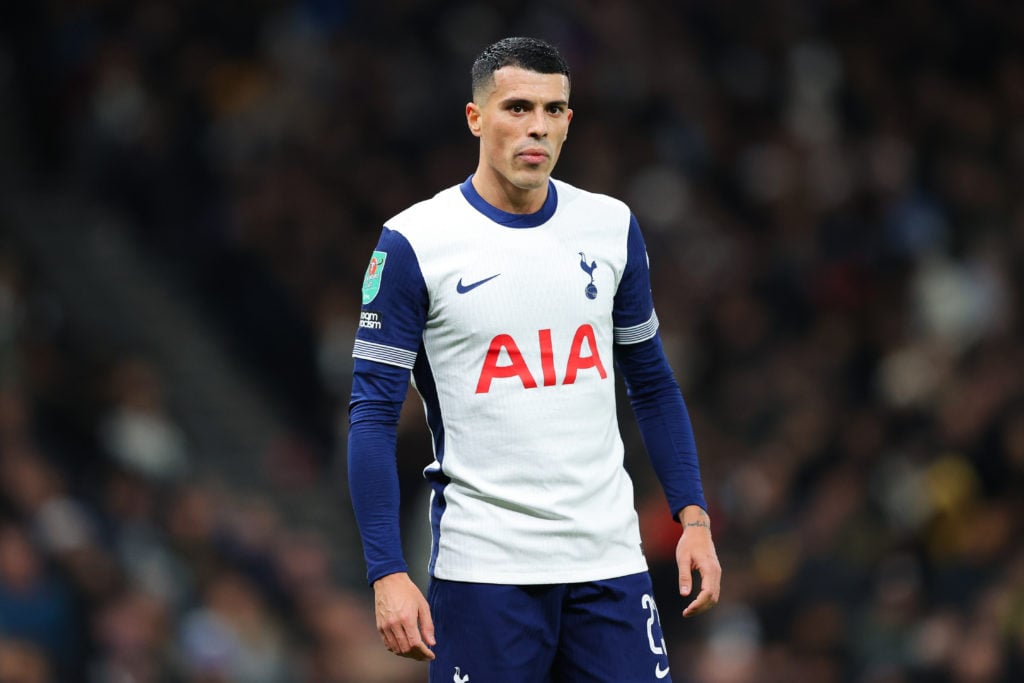 Pedro Porro of Tottenham Hotspur during the Carabao Cup Quarter Final match between Tottenham Hotspur and Manchester United at Tottenham Hotspur St...